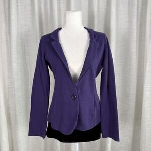 Caslon Knit Blazer Jacket Womens Medium Purple Cotton One Button Casual